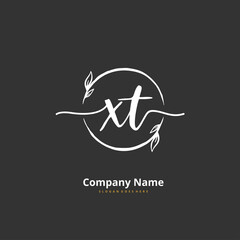 X T XT Initial handwriting and signature logo design with circle. Beautiful design handwritten logo for fashion, team, wedding, luxury logo.