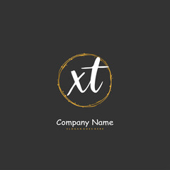 X T XT Initial handwriting and signature logo design with circle. Beautiful design handwritten logo for fashion, team, wedding, luxury logo.