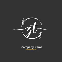 Fototapeta premium Z T ZT Initial handwriting and signature logo design with circle. Beautiful design handwritten logo for fashion, team, wedding, luxury logo.