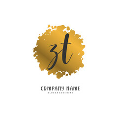 Z T ZT Initial handwriting and signature logo design with circle. Beautiful design handwritten logo for fashion, team, wedding, luxury logo.