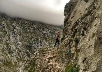 rock climber on a rock