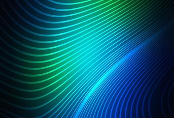 Dark Blue, Green vector texture with curved lines.