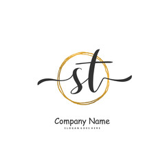 S T ST Initial handwriting and signature logo design with circle. Beautiful design handwritten logo for fashion, team, wedding, luxury logo.