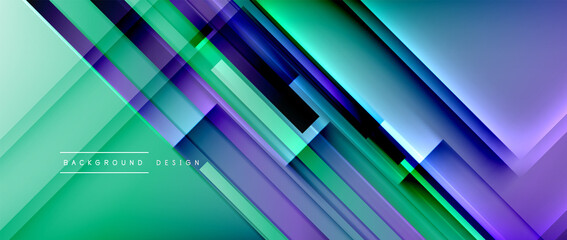 Obraz premium Dynamic lines on fluid color gradient. Trendy geometric abstract background for your text, logo or graphics
