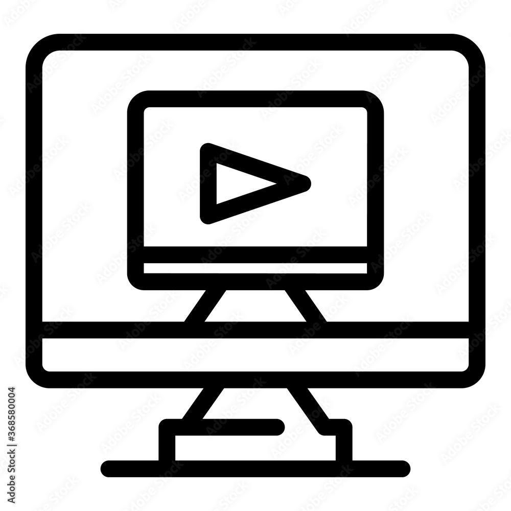 Poster pc video remote access icon. outline pc video remote access vector icon for web design isolated on w