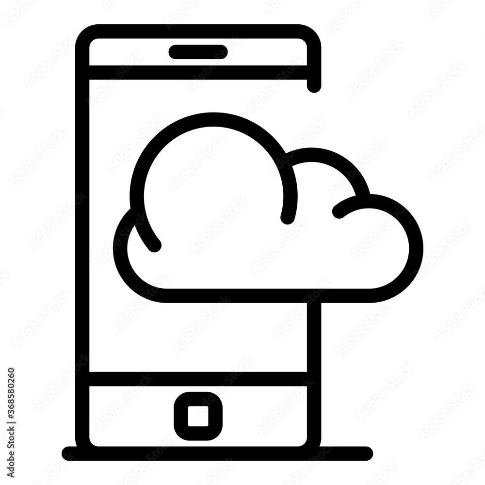 Poster smartphone cloud remote access icon. outline smartphone cloud remote access vector icon for web desi