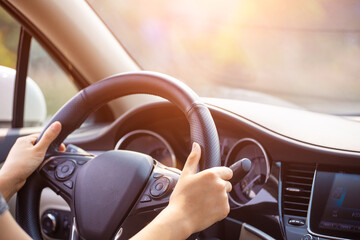Female drivers drive cars