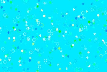 Light Blue, Red vector layout with stars, suns.