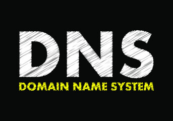 DNS DOMAIN NAME SYSTEM writing text on black chalkboard. vector illustration