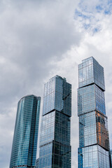 Fototapeta na wymiar buildings skyscrapers Moscow City in summer on a cloudy day