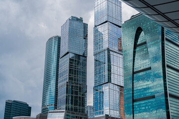 view of the skyscrapers of Moscow City in summer