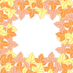 Colorful frame on the theme of autumn. Graphic drawing on a white background. Can be used for calendar, photo, lettering, greetings, postcards, inserts, web design.inserts, web design.