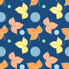Fototapeta na wymiar Template illustration. Graphic drawing. Autumn leaves of different colors. Can be used for printing.