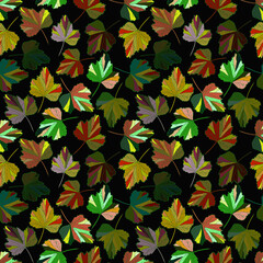 Template. Illustration. Graphic drawing. Autumn leaves. Scheme. Close-up. White background. Can be used as a print template.
