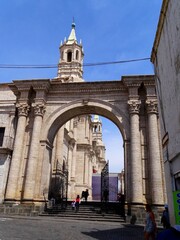 Fototapeta na wymiar South America, Peru, city of Arequipa, Plaza de Armas, Basilica Cathedral