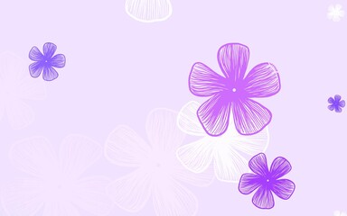 Light Purple, Pink vector doodle texture with flowers.