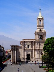 South America, Peru, city of Arequipa, Plaza de Armas, Basilica Cathedral