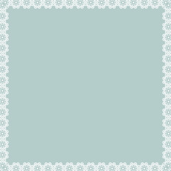 Classic square frame with arabesques and orient elements. Abstract light blue and white ornament with place for text. Vintage pattern