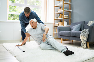 Helping Elder Senior Fallen Man