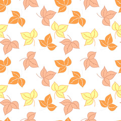 Vector template illustration. Graphic drawing. Autumn leaves. Close-up. Can be used for printing.