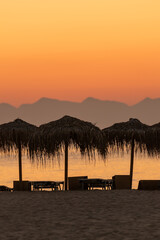 Simos beach at Elafonisos in Greece during a beautiful sunset.
