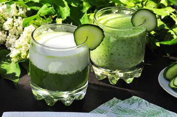 Smoothies from kefir and cucumbers