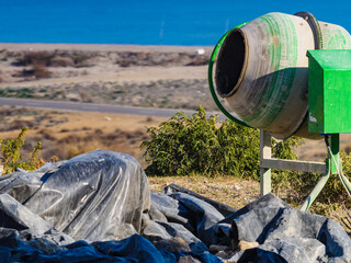 Cement mixer at construction site