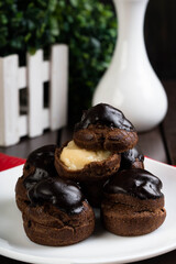 delicious homemade chocolate cream puffs