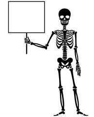 vector icon flat, skeleton with banner, stencil