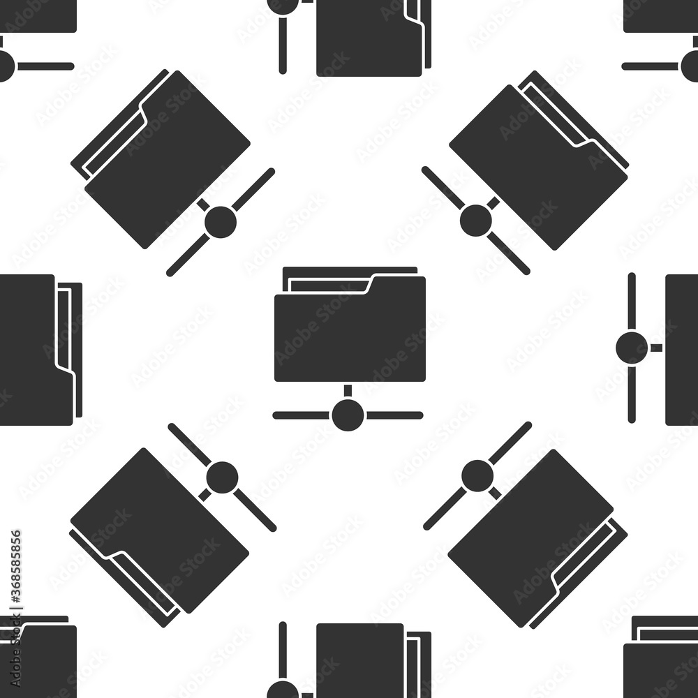 Poster grey ftp folder icon isolated seamless pattern on white background. software update, transfer protoc