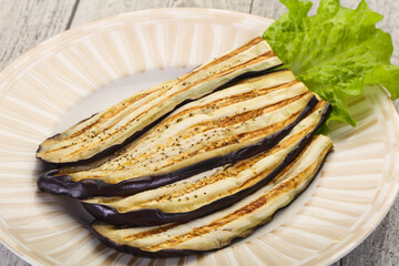 Grilled eggplant in the bowl