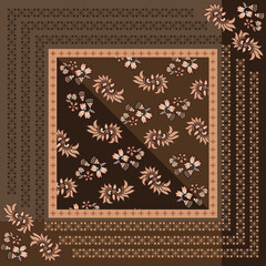 silk square scarf with ethnic floral pattern design