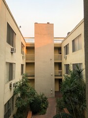sun shining on the building 