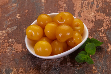 Yellow ripe cherry dessert