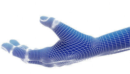 3d render, blue Hand isolate on white background