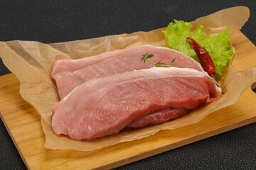 Juicy raw pork steak meat