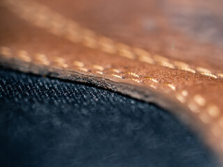 Close up of stitches on leather