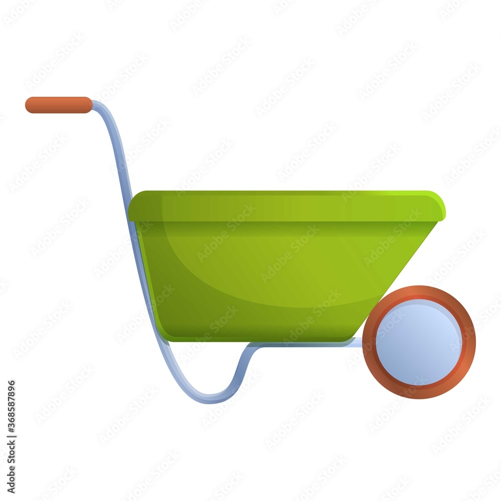 Poster soil wheelbarrow icon. cartoon of soil wheelbarrow vector icon for web design isolated on white back