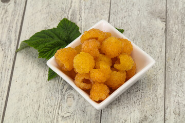 Sweet ripe tasty yellow raspberry