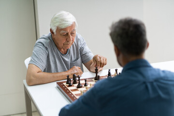 Elderly Senior Playing Chess