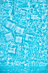 Cool and transparent ice cubes in summer