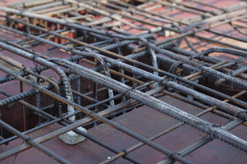 Background of Iron and bundled bars ready for construction