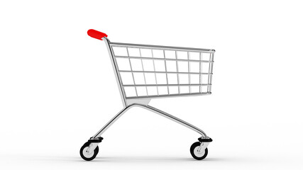 Cart. Empty market cart. White background. 3D. 3D rendering. Isolate market cart.