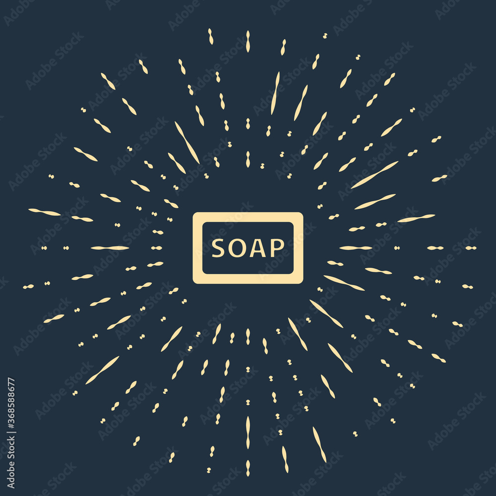 Aufkleber beige bar of soap icon isolated on blue background. soap bar with bubbles. abstract circle random do