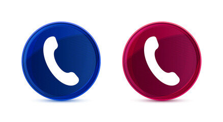 Phone icon silky round button set illustration