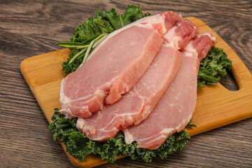 Raw pork steak for cooking