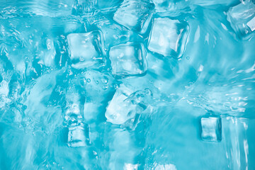 Cool and transparent ice cubes in summer