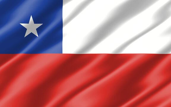 Silk wavy flag of Chile graphic. Wavy Chilean flag 3D illustration. Rippled Chile country flag is a symbol of freedom, patriotism and independence.