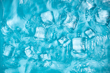 Cool and transparent ice cubes in summer