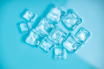 Cool and transparent ice cubes in summer